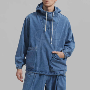 Fashion Winter 100% Cotton Half Zip Jeans Hoodies-Lightweight Breathable Street & Daily Wear - Product Image 5