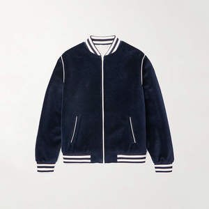 Veste d'hiver pour homme, velours brodé de luxe, style varsity, col carré, décontractée, tissée - Product Image 6