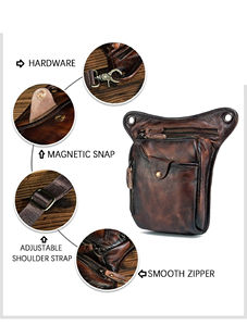 Sac banane vintage en cuir véritable antivol, sac ceinture, sac de voyage, sac bandoulière pour moto, haute qualité - Product Image 5