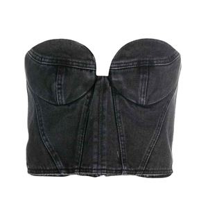 Top Selling Breathable Eco Friendly <b>Cheap</b> Priced Customized Design Women's Adult Size Denim Top For Women - Product Image 5