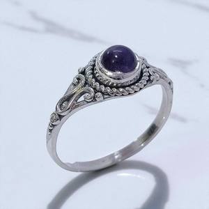 Bague en argent sterling 925 avec améthyste et labradorite, design vintage, bijoux fins, pierre précieuse de guérison, bague en argent antique pour femmes - Product Image 3