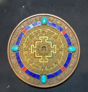 Handcrafted Energized Filigree Round <b>Statue</b> Tibetan Buddhism Brass Copper Casting <b>Religious</b> Mandala Figurine Sculpture India - Product Image 6