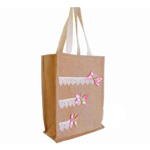 Bolsas de yute de alta calidad para compras, regalos de comestibles, patrón de tela de estilo personalizado, Color pequeño, origen crudo, India - Product Image 3