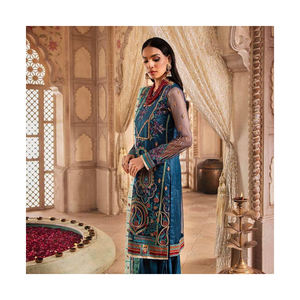 Vestido de gasa de 2 piezas de diseño pakistaní de lujo de algodón Salwar Kameez para Mujeres para la colección Mehndi Wear y Fancy Suits - Product Image 2