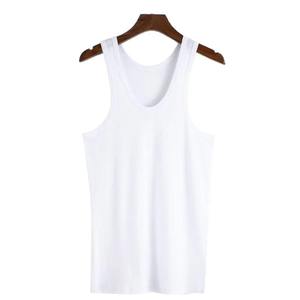 Venta al por mayor de los hombres atléticos camiseta sin mangas de cuello redondo de impresión personalizada de color sólido de gran tamaño XL Casual gimnasio transpirable de punto 100% algodón - Product Image 6