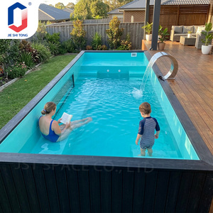 Traditional Rectangular Above Ground Swimming Pool Classic Tile Border Stone Decking Children-Friendly Glass Fiber Eco-Friendly - Product Image 5