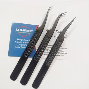 Pince à épiler en acier inoxydable d'isolation incurvée au plasma noir Type de pointe durable et pointu - Product Image 3