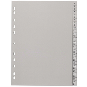 Durable DIN A4 1-31 Polypropylene Grey Register Register for Shelf Dividers Register for Number Registration - Product Image 2