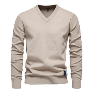 Dernier nouveau design 2025 automne hiver hommes chandails col en v pull couleur unie pull pull pour hommes - Product Image 6