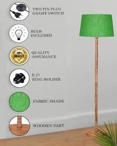 Mid Century Modern Floor <b>Lamp</b> for Living Room Hand Turned Corner <b>Lamp</b> Decorative <b>Standing</b> <b>Lamp</b> in Jute <b>Shade</b> wholesale supply - Product Image 2