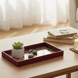 Plateau de service en bois multifonctionnel, organisateur de cuisine et de salle à manger, couleur marron disponible avec autocollant personnalisé disponible, meilleur prix - Product Image 6