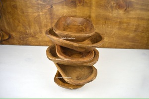 Tazón de masa de madera Vintage marrón tallado a mano bandeja de madera decorativa rústica para cocina de granja, centro de mesa, decoración del hogar - Product Image 4