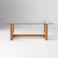 Table basse moderne Mamari, plateau en teck massif, finition en verre noyer, hauteur réglable, couleur personnalisée, meubles de salon