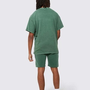 Ensemble décontracté d'été en coton tricoté respirant pour homme, deux pièces, avec logo personnalisé, t-shirt et short, couleurs et tailles personnalisables - Product Image 2