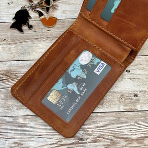 Portefeuille en cuir végétal de qualité supérieure avec protection RFID, imperméable, style vintage, fermeture ouverte pour homme - Newton LW-0037 - Product Image 5