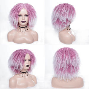 Parrucca Sintetica in Fibra Resistente al Calore, Ricci Crespi, Senza Colla, Corta con Cappuccio Piccolo, Lunghezza Lunga, Stile Ricci Crespi, Alta Qualità - Product Image 4