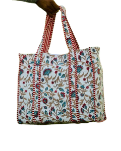 Sac fourre-tout en coton matelassé réutilisable et durable ATITHI ART avec fermeture à glissière, longue poignée d'épaule, sac de shopping en tissu écologique - Product Image 2