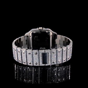 Montre-bracelet de luxe carrée analogique en acier inoxydable avec cristaux et diamants Moissanite certifiés, mouvement Miyota, design Rappers arabe, pour affaires - Product Image 3