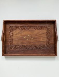 Vente chaude Plateau de service en bois d'acacia avec poignées Plateau décoratif et fonctionnel pour le stockage et l'affichage de service - Product Image 4