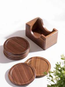 Natural Solid Wood Classic Handmade <b>Coasters</b> Set Eco-Friendly Durable <b>Heat</b> Resistant - Product Image 4