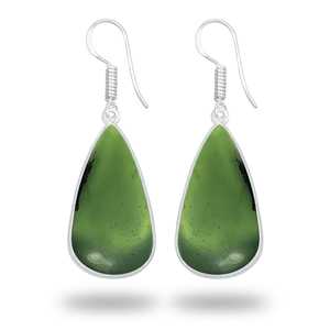 Boucles d'oreilles de créateur en laiton plaqué argent faites à la main, boucles d'oreilles en jade néphrite, pierre précieuse, magnifiques, classiques, pour les fêtes, bijoux de mode - Product Image 3