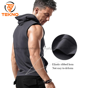 2025 Top Quality Breathable Casual Fitness <b>Sleeveless</b> <b>Hoodie</b> Sport Wear <b>Sleeveless</b> Solid Color Pullover Men Gym Hoodies OEM - Product Image 3