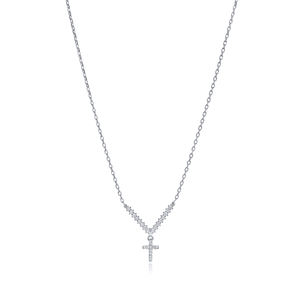 Minimal <b>Cross</b> Design Clear Zircon Charm <b>Necklace</b> Pendant Rose Gold/Gold/Rhodium Plated Handmade 925 Sterling <b>Silver</b> Wedding - Product Image 2