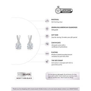 Boucles d'oreilles solitaires américaines en argent sterling 0.75 avec diamants de 925 carats - Product Image 3