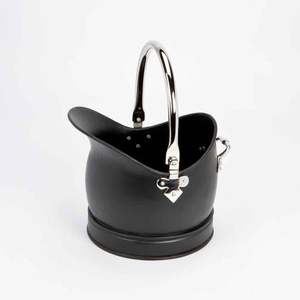 Classic style iron <b>coal</b> bucket featuring durable metal handle perfect for frequent use in fireplace cleaning tasks - Product Image 3