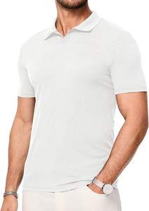 เสื้อโปโลชายทรงสลิมฟิตเสื้อกอล์ฟคอวีแขนสั้นผ้าถักพิมพ์ลายฤดูร้อน - Product Image 5