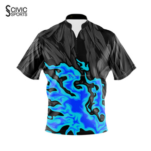 Retro <b>Bowling</b> Quarter Zip Jersey for Men Printed Sportswear With Short Sleeve for Adults - Product Image 5