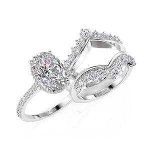 Ensemble de 2 bagues de mariage Jeulia en moissanite, torsadées, serties, ovales, style puzzle - Product Image 2