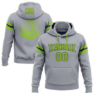 Venta al por mayor Dropship personalizado cosido fútbol pulóver Sudadera con capucha gris neón Verde-Negro invierno ganchillo bordado tejido - Product Image 1