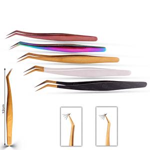 Pinzas para Extensión de Pestañas de Alta Precisión de 45 Grados, 6 Piezas de Diferentes Colores, en Existencia - Product Image 2
