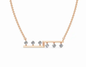 Collar Flotante con Diamante Cultivado en Laboratorio de 0.213 Quilates, Diseño Minimalista de 6 Piedras en Arco, Joyería de Oro Amarillo, Rosa y Blanco de 9K, 14K y 18K - Product Image 4