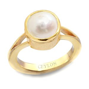 Anillo de Perlas de la India del Sur de Ceilán, Moti de 9.3 quilates o 10.25 ratti, Colección de Anillos de Perlas de Lujo Zoya Panchdhatu - Product Image 1