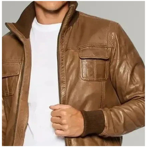 เสื้อแจ็กเก็ตบอมเบอร์หนัง PU ขนาดใหญ่ของผู้ชายปรับแต่งได้ตามต้องการปกเสื้อแบบมีซิปหน้าสำหรับขี่มอเตอร์ไซค์ฤดูหนาวแนวสตรีท - Product Image 5