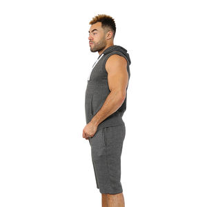 Design personnalisé Hommes Shorts Ensemble Gris Couleur Fermeture Éclair Complète Street Wear Hoodies Shorts Ensemble Summer Wear Hoodies Shorts Ensemble - Product Image 6