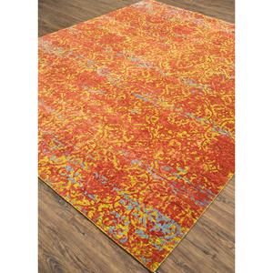 Alfombra Abstracta Teoría del Caos de Kavi Red, Tejida a Mano, Lana, Bambú, Seda, Naranja Roja, Rectangular 3D para Uso Doméstico, Viscosa, Alfombras 3D-Esk-632 - Product Image 2