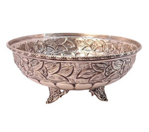 Customized Classic Design Vintage Silver-Plated Brass Metal Fruit <b>Bowl</b> Eco-Friendly Home Hotel Restaurant Use for Dates Dry - Product Image 5