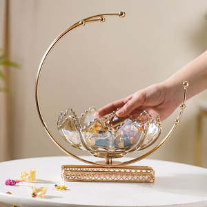 Cuenco Decorativo Redondo de Cristal Lunar con Base, Vajilla Elegante de Alta Calidad para Fiestas y Decoración de Mesa - Product Image 1