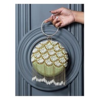 SANIYA HANDICRAFT Tas Clutch Wanita Profesional Berhias Manik-Manik Desain Bordir Tangan Mewah Bergaya Kain Katun Pernikahan