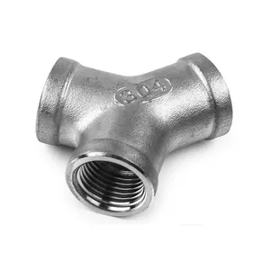 304 Stainless Steel DN15 Model Circular Head Pipe Fittings Y-Shaped Tee with Internal Thread Water Gas Equal Type Tube