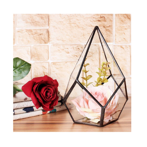 Wholesale Price Triangle Design <b>Terrarium</b> Home & Garden Decorative Clear <b>Glass</b> with Black Brass Border for Homes Jewelry Boxes - Product Image 5