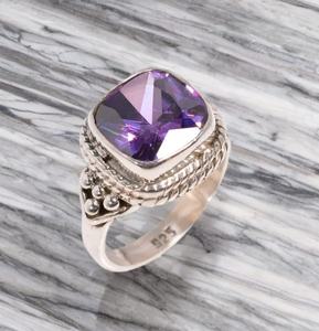 Anillo de Amatista con Cojín Hecho a Mano, Plata de Ley 925, Joyería, Regalo de Piedra Natal de Febrero para Mujer - Product Image 2