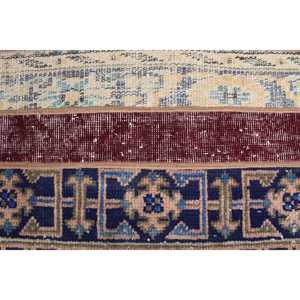 Alfombra Turca Vintage Pequeña de 1.4x3.4 pies, Alfombra Abstracta Azul y Roja - Product Image 5