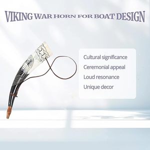 Cuerno de cerveza vikingo de estilo nórdico medieval de búfalo natural para recreación histórica con soporte y correa de cuero al precio más barato - Product Image 4