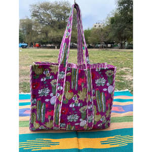 Bolso Tote Reversible de Terciopelo y Algodón Acolchado Estilo Boho Chic, Grande, Ecológico y Sostenible, para Compras, Playa, Fin de Semana, Color Ocre PC - Product Image 2