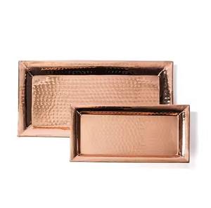 Bandeja grande de almacenamiento de alimentos para servir té y café para decoración de mesa de Hotel bandeja de servicio de cobre de alta calidad de tamaño personalizado - Product Image 5
