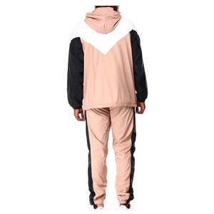 Ensemble de survêtements courts en nylon à blocs de couleurs personnalisés pour hommes ensemble de shorts et veste deux pièces coupe-vent à panneaux zippés - Product Image 3